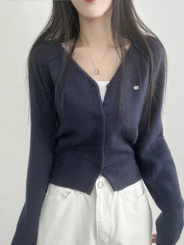 Ele ort Knitted Open Cardigan Women’s V-Ne Sweater Jaet Slimming Autumn Winter Faion Casual Chic Girl’s Outerwear