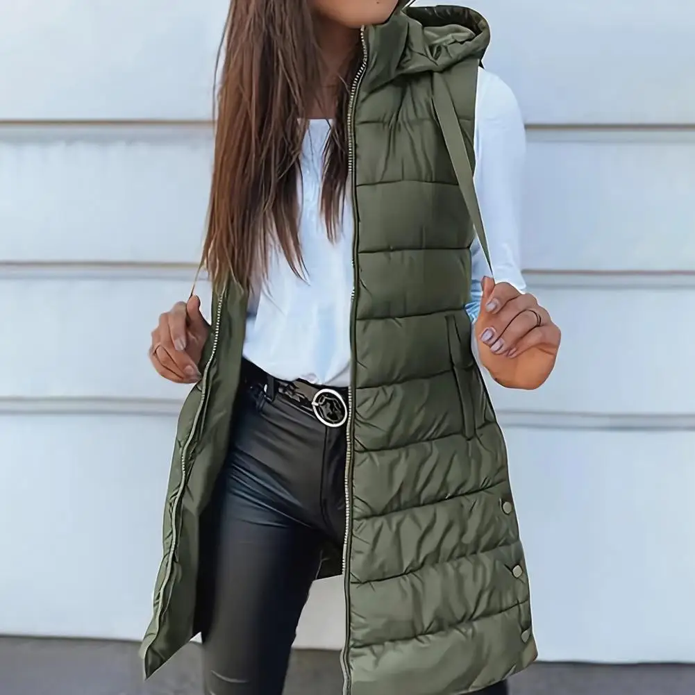 2025 Women  Down Vest Women’s Puffer Vest Casual Zip Up Quilted Padded Vest Hooded Sleeveless Down Jacket Winter Warm Outerwear